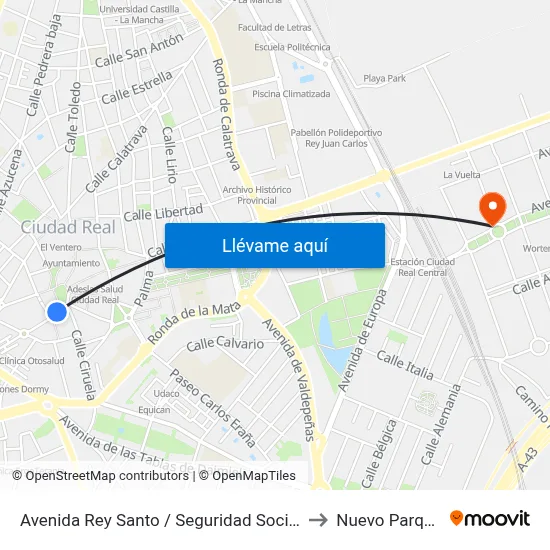 Avenida Rey Santo / Seguridad Social to Nuevo Parque map