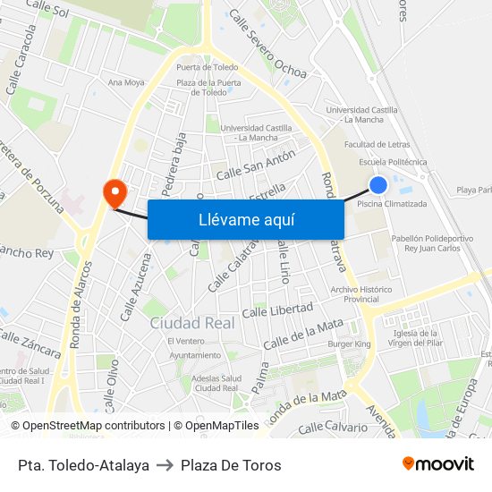 Pta. Toledo-Atalaya to Plaza De Toros map