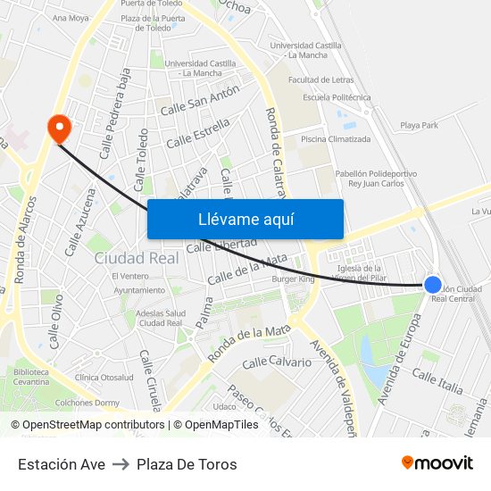 Estación Ave to Plaza De Toros map