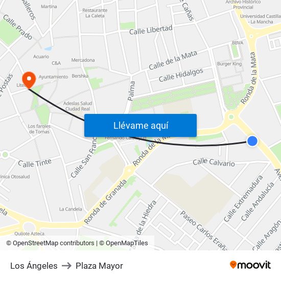 Los Ángeles to Plaza Mayor map