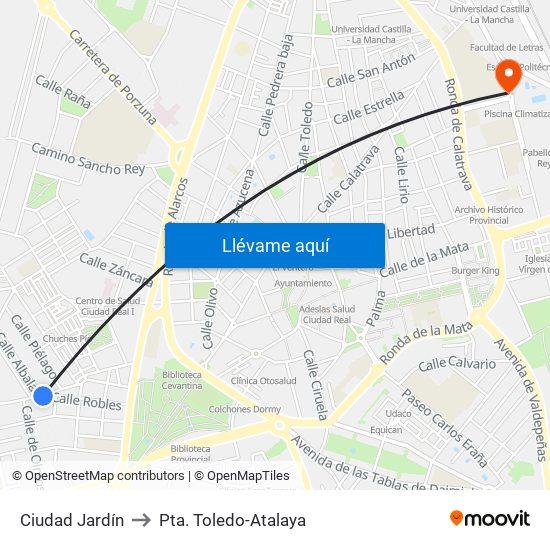 Ciudad Jardín to Pta. Toledo-Atalaya map