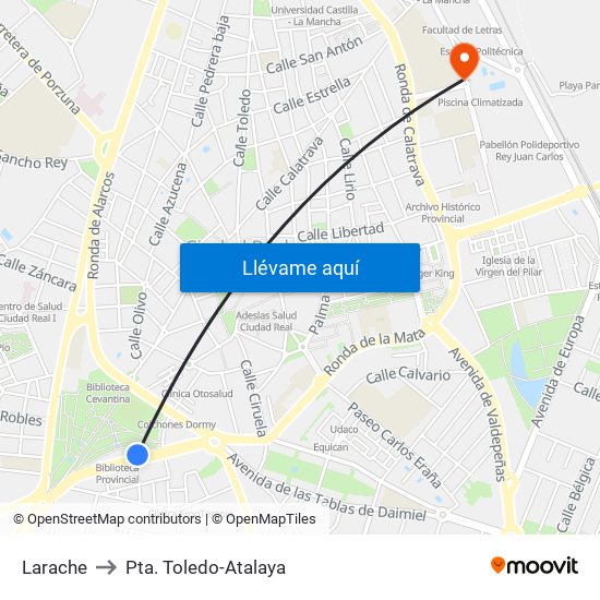 Larache to Pta. Toledo-Atalaya map