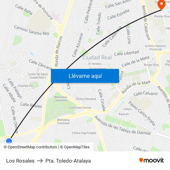 Los Rosales to Pta. Toledo-Atalaya map