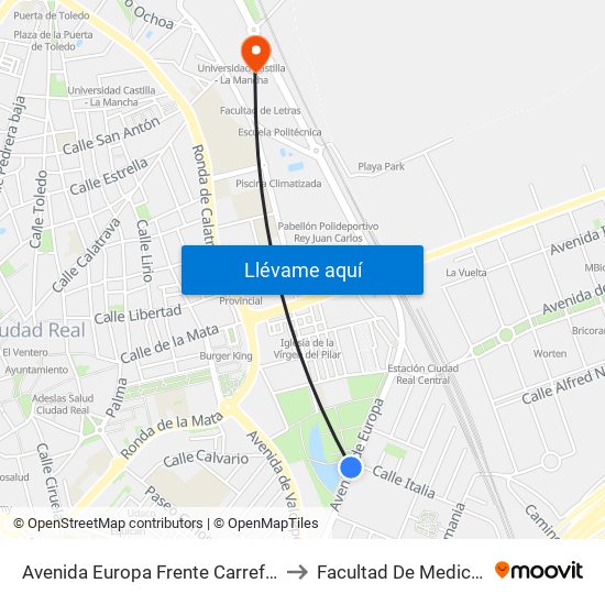 Avenida Europa Frente Carrefour to Facultad De Medicina map