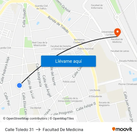 Calle Toledo 31 to Facultad De Medicina map
