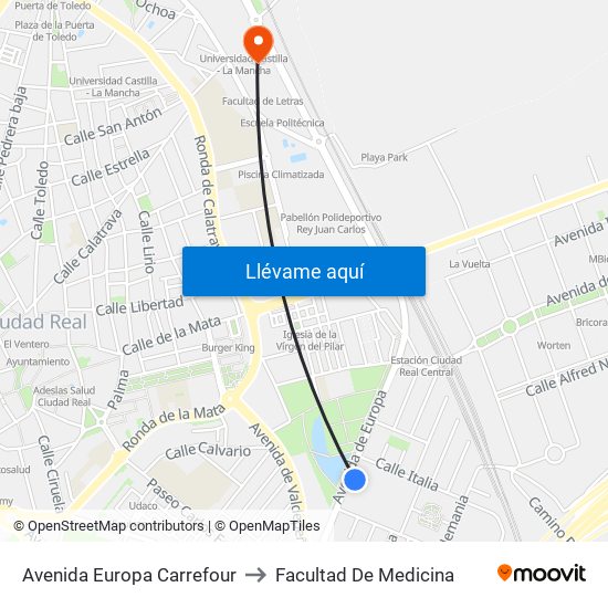 Avenida Europa Carrefour to Facultad De Medicina map