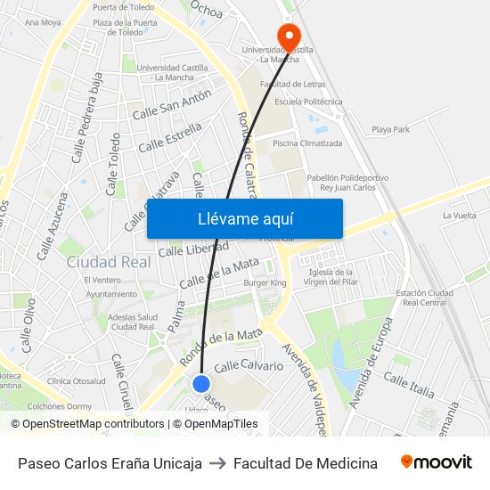 Paseo Carlos Eraña Unicaja to Facultad De Medicina map