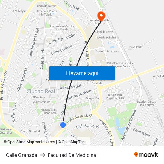 Calle Granada to Facultad De Medicina map