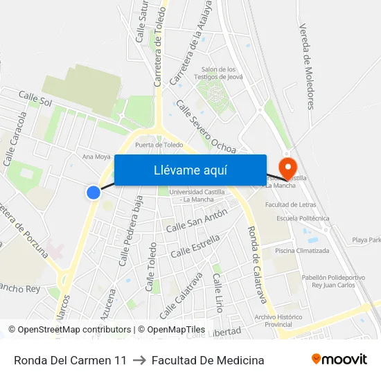 Ronda Del Carmen 11 to Facultad De Medicina map