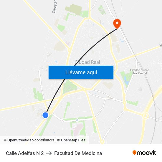 Calle Adelfas N 2 to Facultad De Medicina map