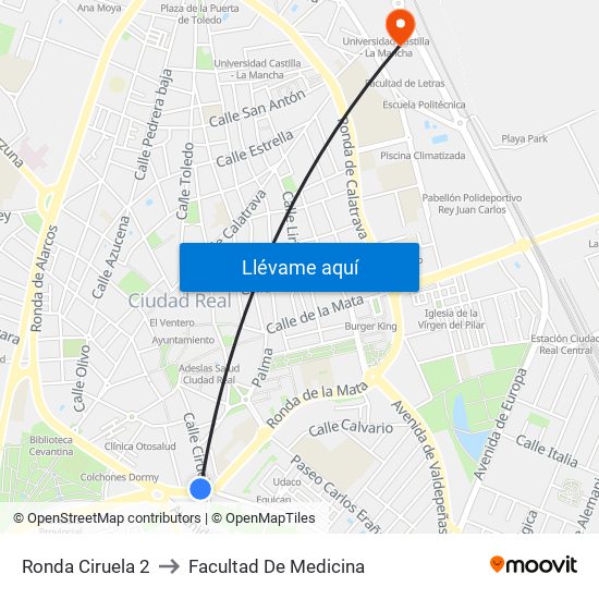 Ronda Ciruela 2 to Facultad De Medicina map