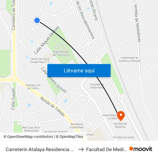 Carreterin Atalaya Residencia Jazmin to Facultad De Medicina map