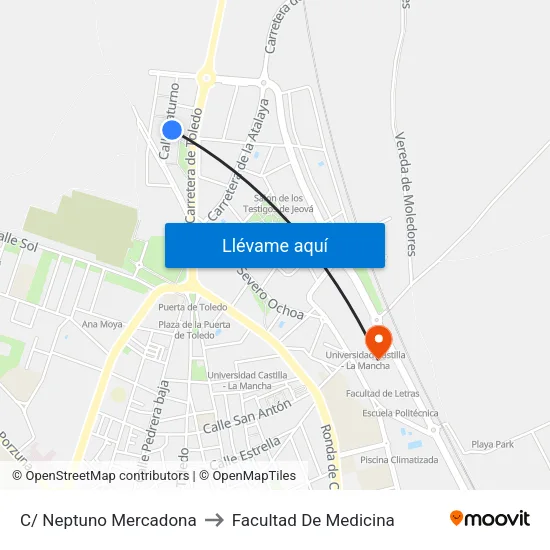 C/ Neptuno Mercadona to Facultad De Medicina map