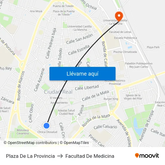 Plaza De La Provincia to Facultad De Medicina map