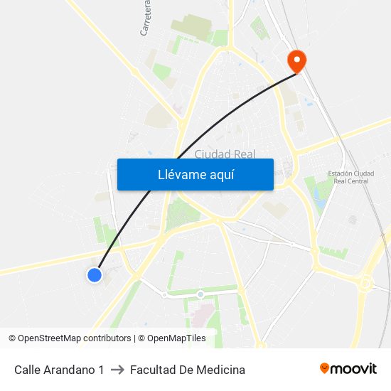 Calle Arandano 1 to Facultad De Medicina map