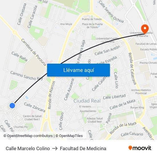 Calle Marcelo Colino to Facultad De Medicina map