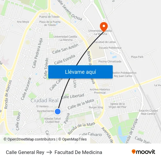 Calle General Rey to Facultad De Medicina map