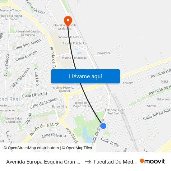 Avenida Europa Esquina Gran Bretaña to Facultad De Medicina map