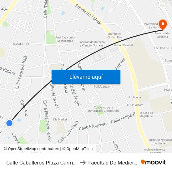 Calle Caballeros Plaza Carmen to Facultad De Medicina map