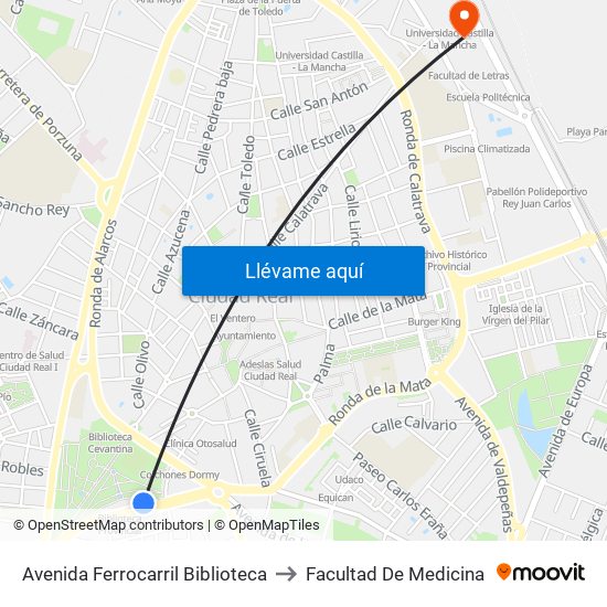 Avenida Ferrocarril Biblioteca to Facultad De Medicina map