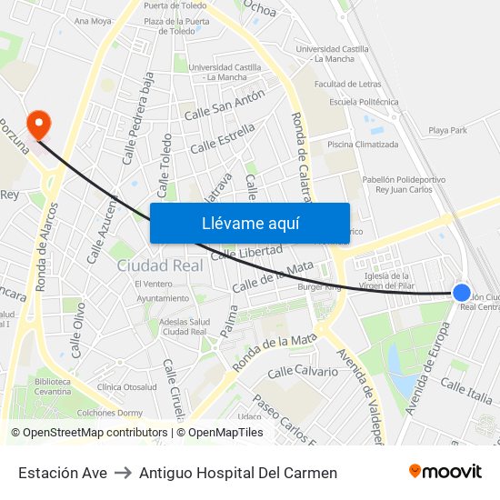 Estación Ave to Antiguo Hospital Del Carmen map