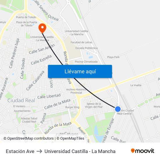 Estación Ave to Universidad Castilla - La Mancha map