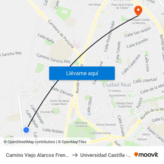 Camino Viejo Alarcos Frente Numero 21 to Universidad Castilla - La Mancha map