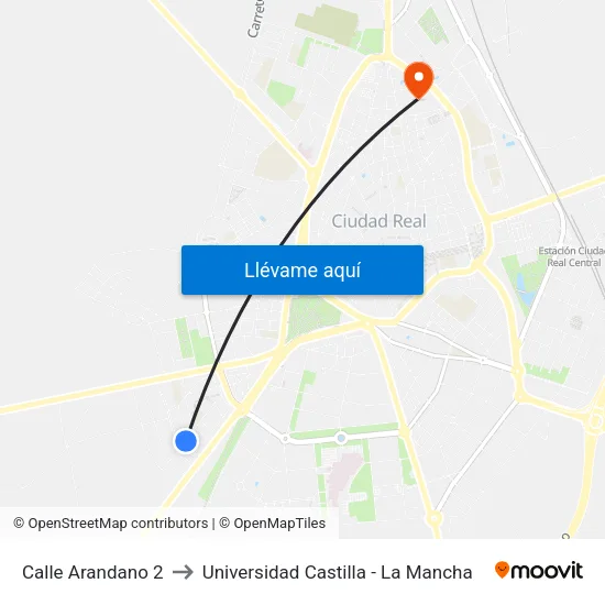 Calle Arandano 2 to Universidad Castilla - La Mancha map