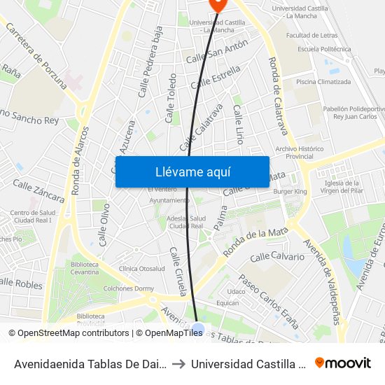 Avenidaenida Tablas De Daimiel Frente 11 to Universidad Castilla - La Mancha map