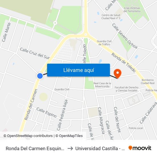 Ronda Del Carmen Esquina Esperanza to Universidad Castilla - La Mancha map