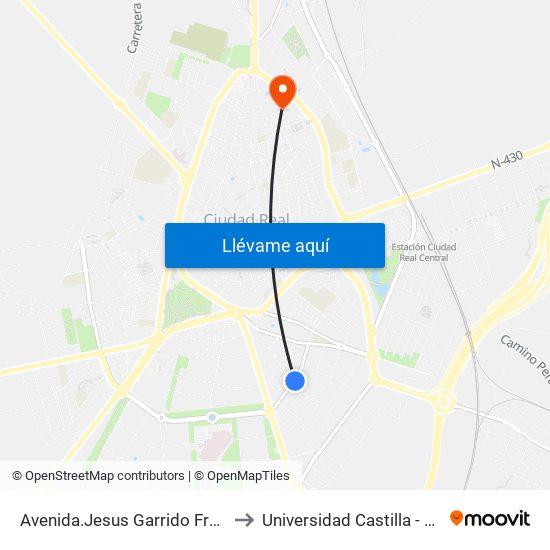 Avenida.Jesus Garrido Frente Burgos to Universidad Castilla - La Mancha map