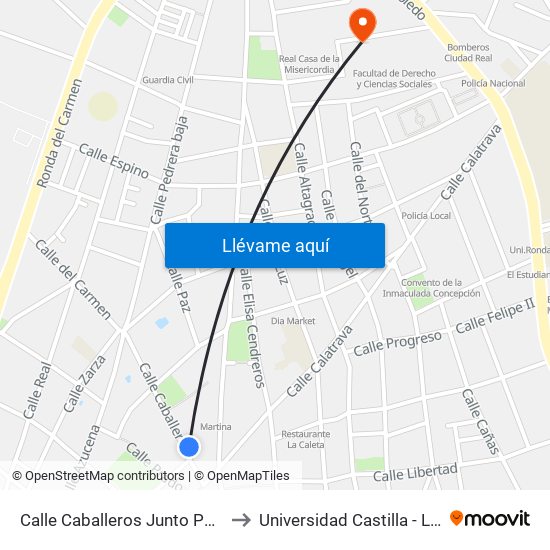 Calle Caballeros Junto Pasaje Perez to Universidad Castilla - La Mancha map