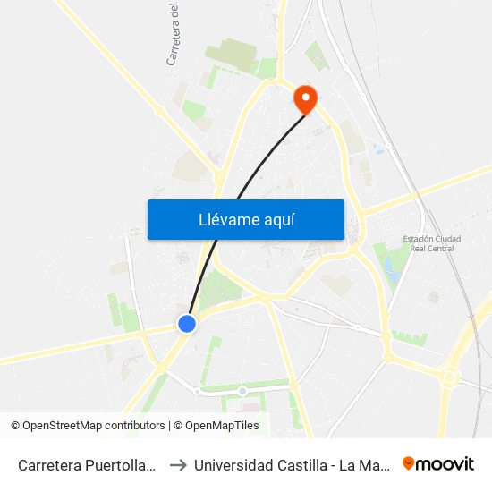 Carretera Puertollano 1 to Universidad Castilla - La Mancha map