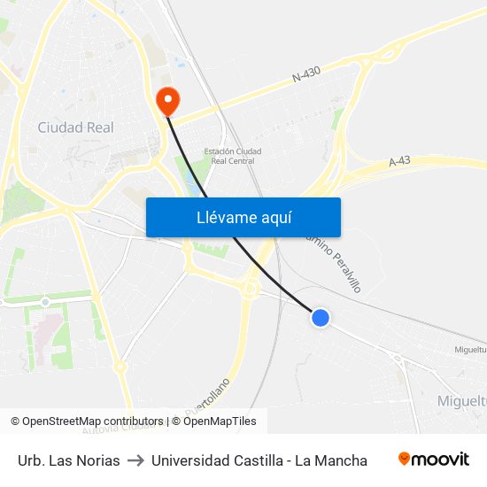 Urb. Las Norias to Universidad Castilla - La Mancha map