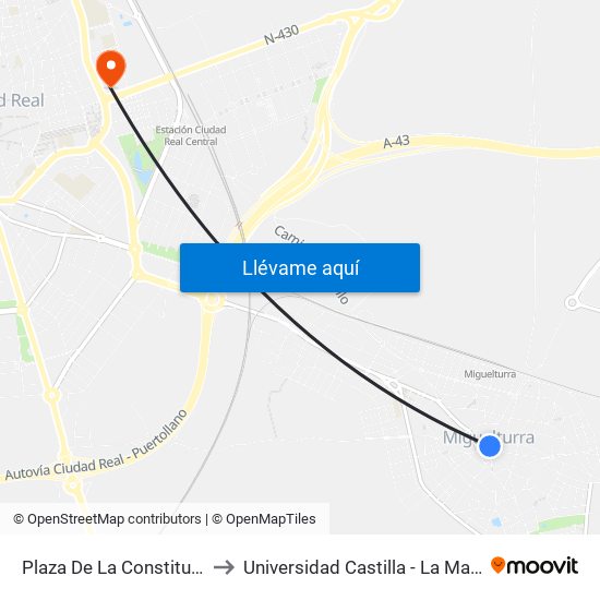 Plaza De La Constitución to Universidad Castilla - La Mancha map