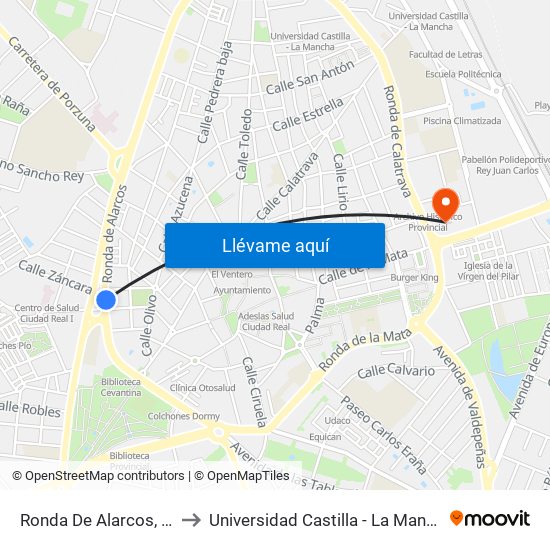 Ronda De Alarcos, 22 to Universidad Castilla - La Mancha map