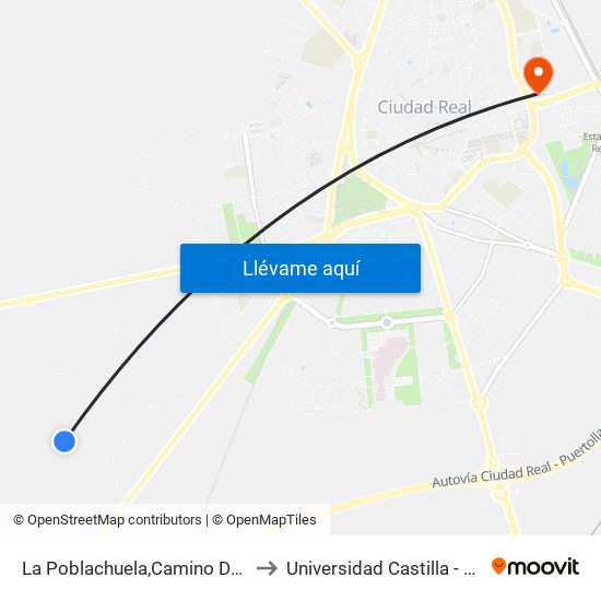 La Poblachuela,Camino Del Cristo, 19 to Universidad Castilla - La Mancha map