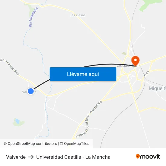 Valverde to Universidad Castilla - La Mancha map