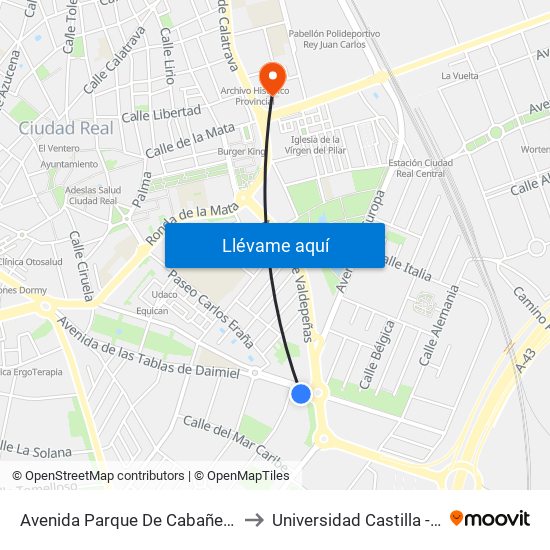 Avenida Parque De Cabañeros Gasolinera to Universidad Castilla - La Mancha map