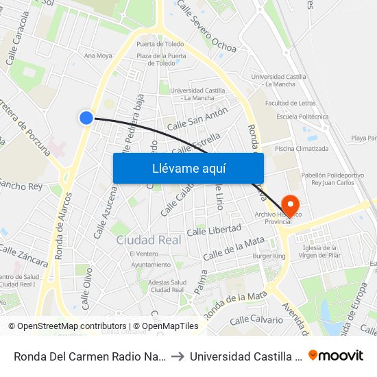 Ronda Del Carmen Radio Nacional Española to Universidad Castilla - La Mancha map