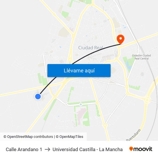 Calle Arandano 1 to Universidad Castilla - La Mancha map