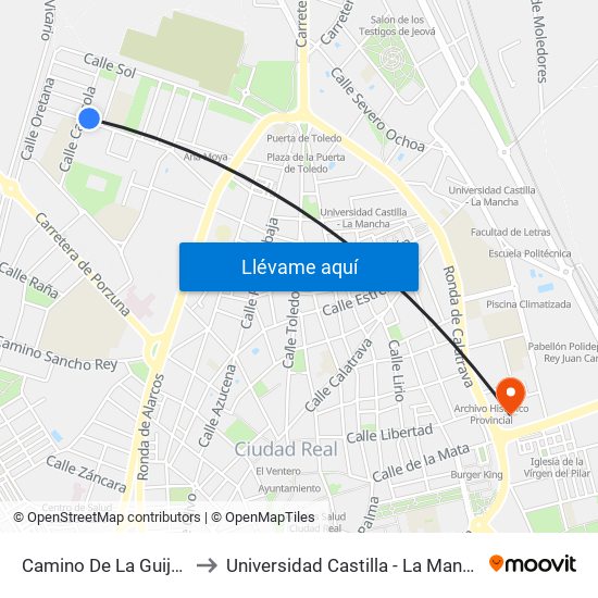 Camino De La Guija 2 to Universidad Castilla - La Mancha map