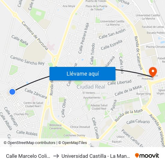 Calle Marcelo Colino to Universidad Castilla - La Mancha map