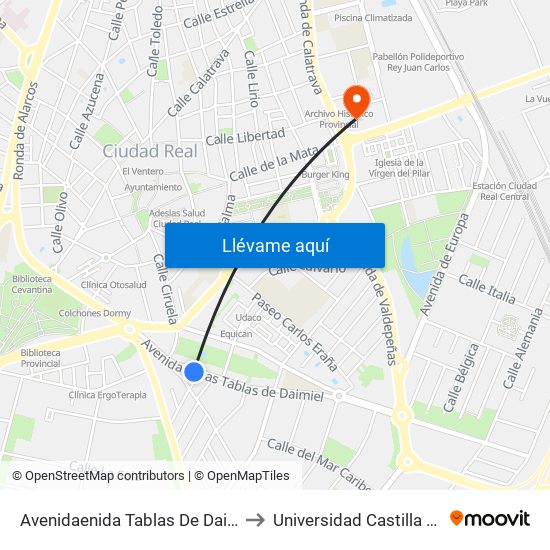 Avenidaenida Tablas De Daimiel Frente 11 to Universidad Castilla - La Mancha map