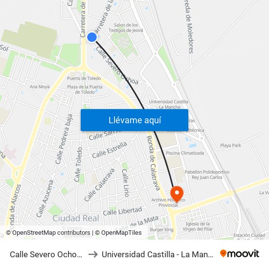 Calle Severo Ochoa 4 to Universidad Castilla - La Mancha map