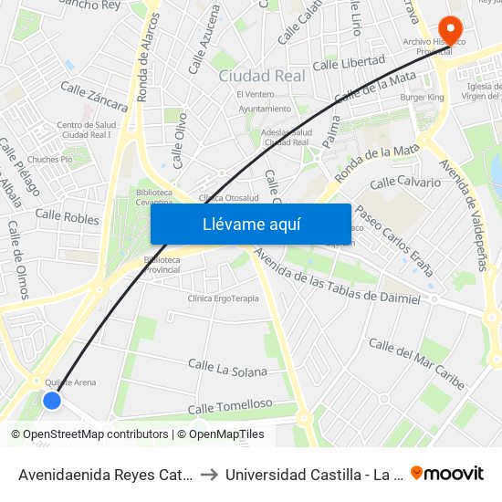 Avenidaenida Reyes Catolicos 5 to Universidad Castilla - La Mancha map