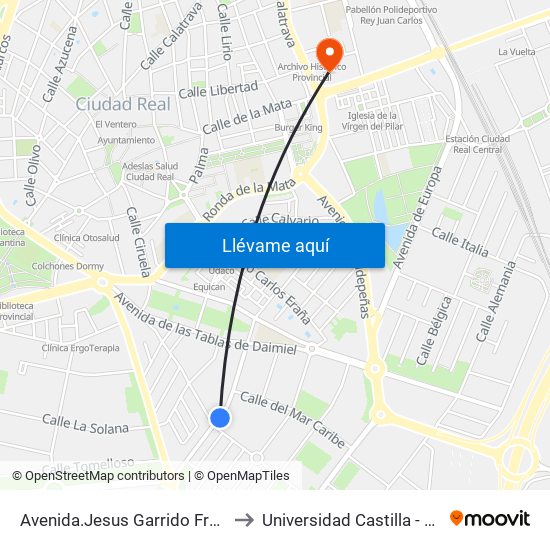 Avenida.Jesus Garrido Frente Burgos to Universidad Castilla - La Mancha map