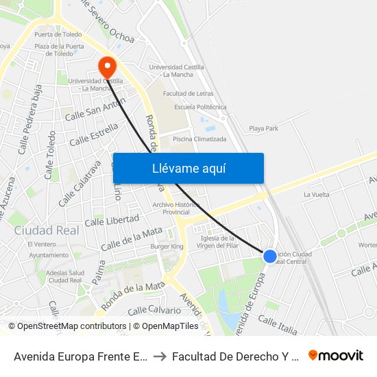 Avenida Europa Frente Estacion Avenidae to Facultad De Derecho Y Ciencias Sociales map