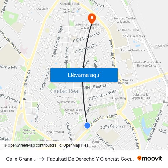 Calle Granada to Facultad De Derecho Y Ciencias Sociales map
