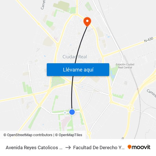 Avenida Reyes Catolicos Con Obrador Rafael to Facultad De Derecho Y Ciencias Sociales map